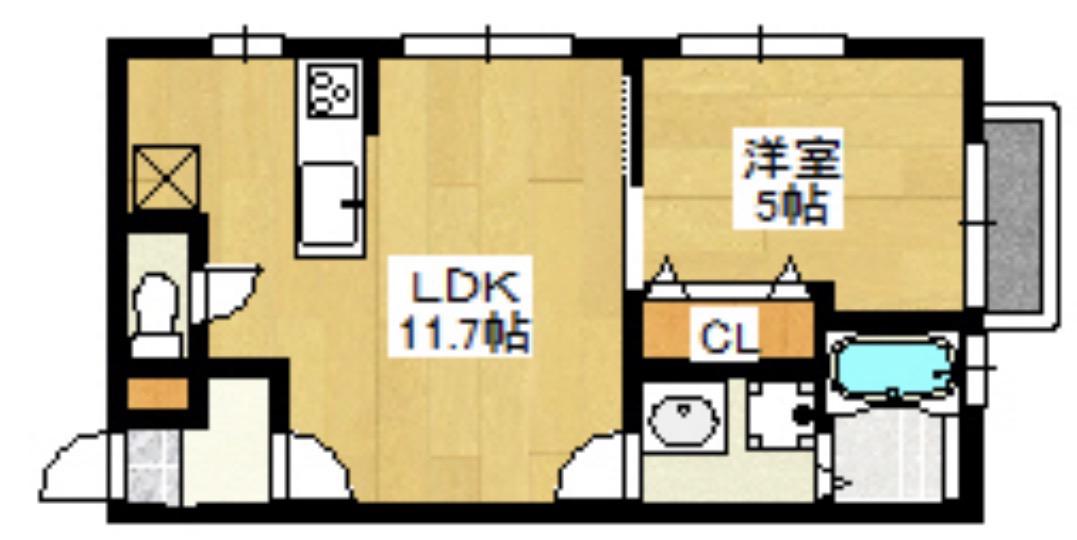PHOENIX高宮南(1LDK/1階)の間取り写真
