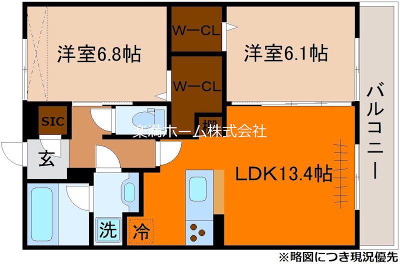 BNEXT 嵯峨(2LDK/2階)の間取り写真