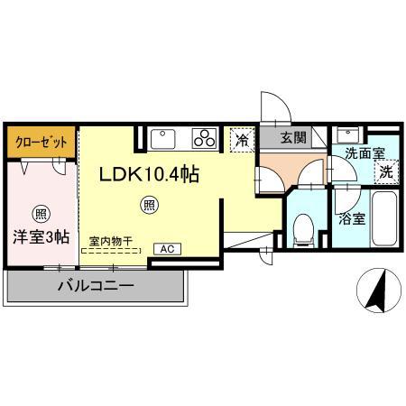 D-RESIDENCE明治中央(1LDK/3階)の間取り写真