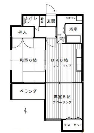 金栄ビル西館(2DK/5階)の間取り写真