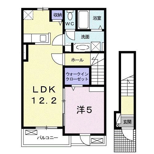 ブライトヒルズC(1LDK/2階)の間取り写真