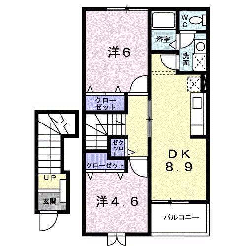 プラードII(2DK/2階)の間取り写真