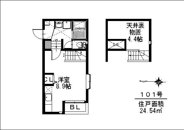 エルソール竹下 395(ワンルーム/1階)の間取り写真