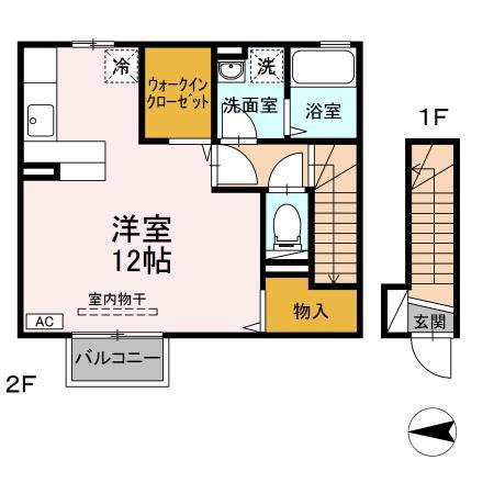 アガット(ワンルーム/2階)の間取り写真
