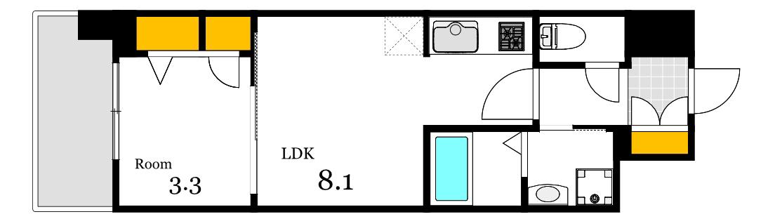 S-RESIDENCE東千田公園ALESIA(1LDK/5階)の間取り写真