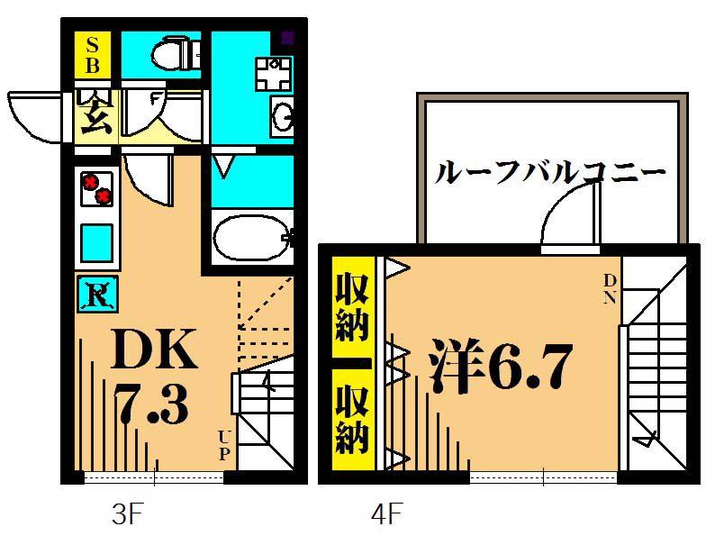 クールブラン大井町アネックス(1DK/3階)の間取り写真
