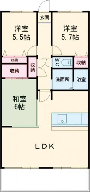 ハウステンボスヒルズI(3LDK/3階)の間取り写真