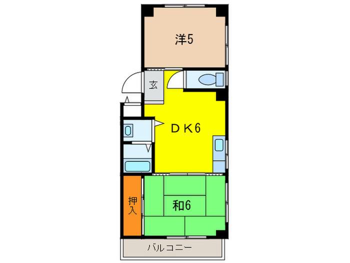 レイシットマンション(2DK/5階)の間取り写真