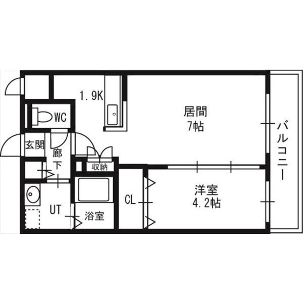 グランカーサ南6条(1LDK/3階)の間取り写真