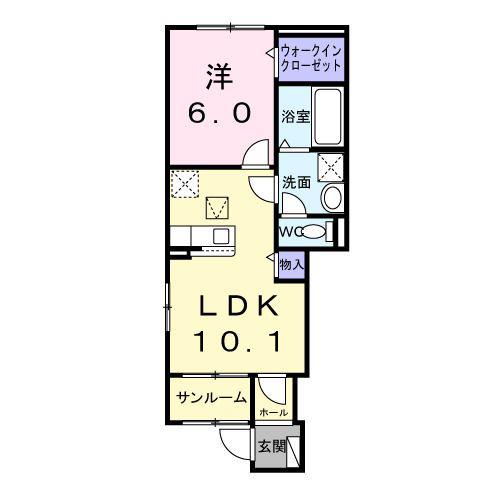 オハナハウス(1LDK/1階)の間取り写真