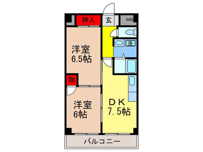 カーサタナカ(2DK/3階)の間取り写真