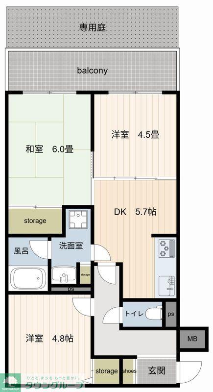 ライオンズマンション浦和原山(3DK/1階)の間取り写真