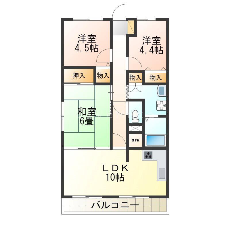 ウィンズ弐番館(3LDK/3階)の間取り写真