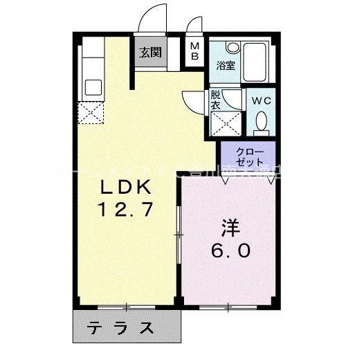 エルディム鈴鷺B(1LDK/1階)の間取り写真