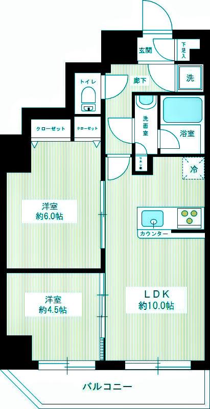 ハイズデュランテ(2LDK/5階)の間取り写真
