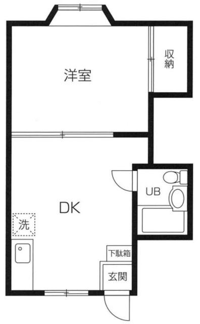 栗原福生ビル(1DK/2階)の間取り写真