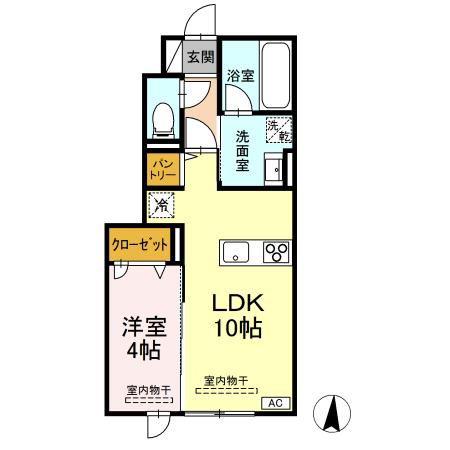 TORISIA青森中央(1LDK/1階)の間取り写真
