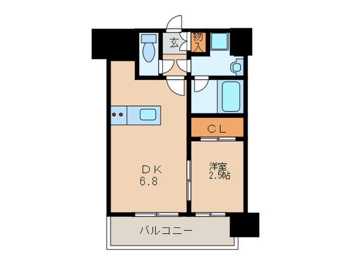 ラ・エスパシオ箱崎(1DK/4階)の間取り写真