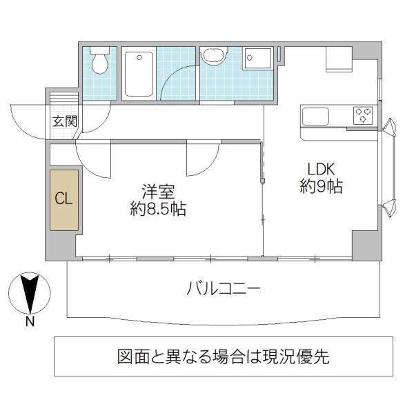 白山第2グリーンコーポ(1LDK/4階)の間取り写真