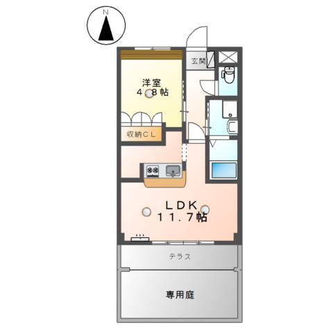 メゾンリリーライト(1LDK/1階)の間取り写真