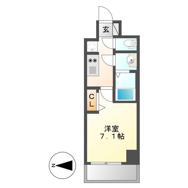 プレサンス久屋大通公園セラフィ(1K/9階)の間取り写真