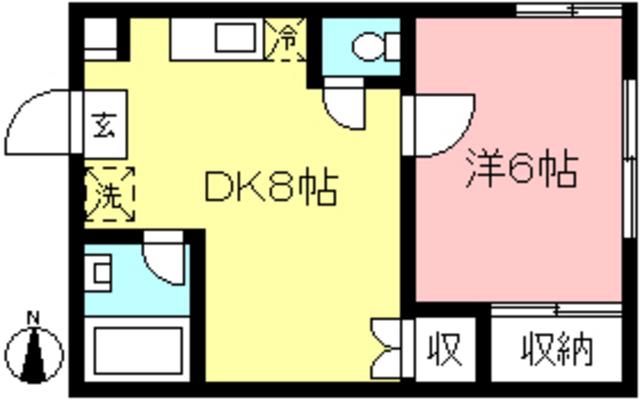 パークサイド国領(1DK/1階)の間取り写真