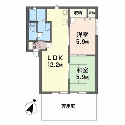 メゾン・グランドゥールIII(2LDK/1階)の間取り写真