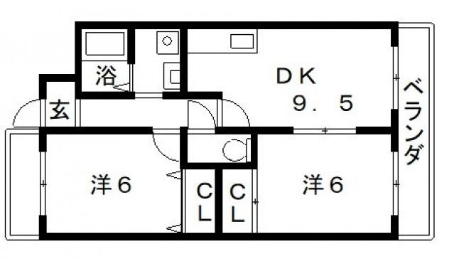 ハチブセ帝塚山(2DK/8階)の間取り写真