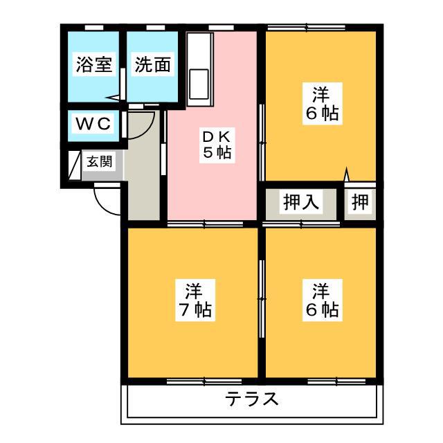 サングリーンオオタ B(3K/1階)の間取り写真