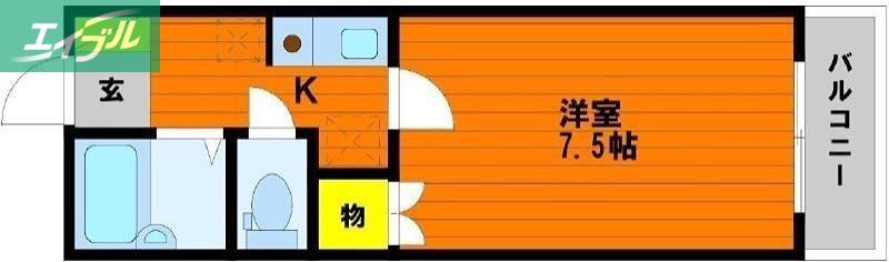 カーサ城北弐番館(1K/2階)の間取り写真