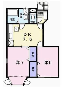 クインシー8(2DK/1階)の間取り写真