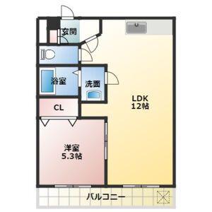 ハイツ禎紫園B(1LDK/1階)の間取り写真