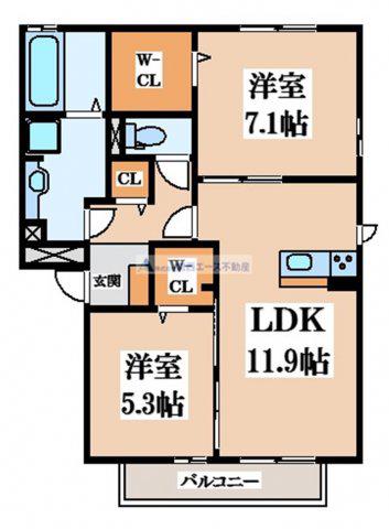 レジェンド深野(2LDK/2階)の間取り写真
