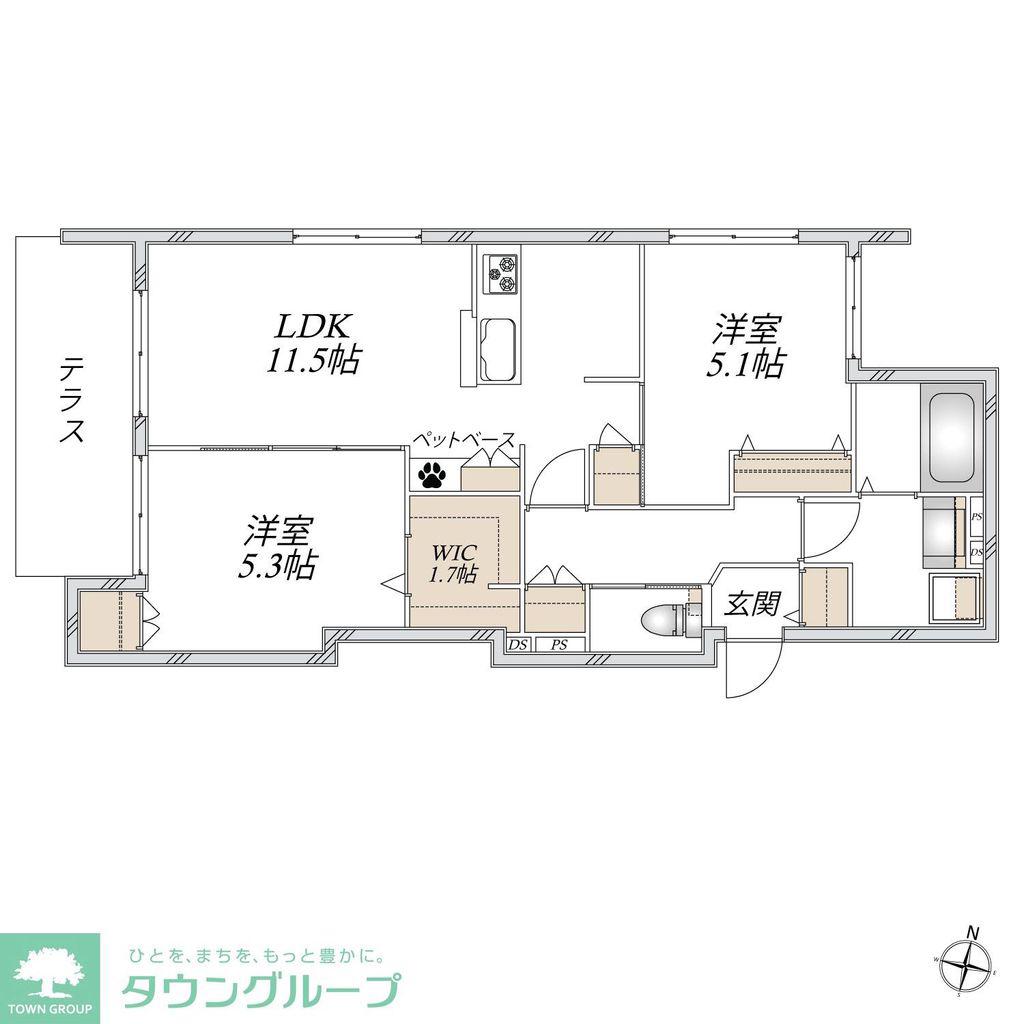 入谷西3丁目メゾン(2LDK/1階)の間取り写真