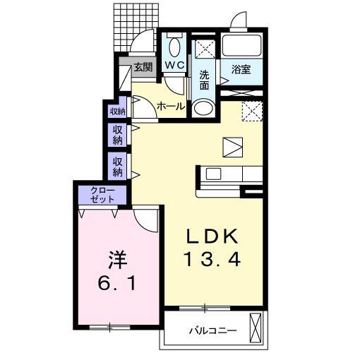 アヤソフィヤ II(1LDK/1階)の間取り写真