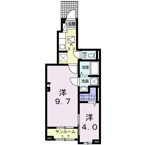 シャルマン櫻街Ⅵ 梓館(2K/1階)の間取り写真