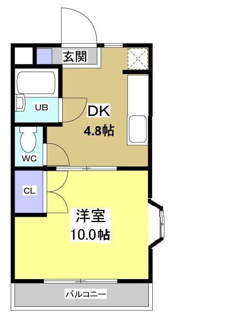 ローラン ギャロス(1DK/4階)の間取り写真