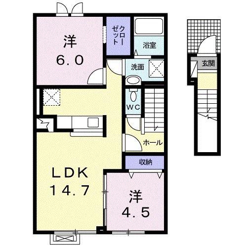 ホームワード(2LDK/2階)の間取り写真