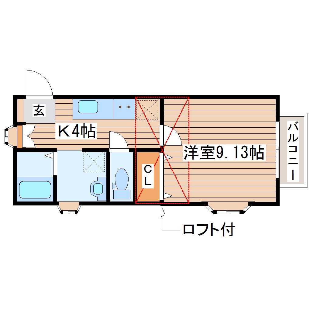 グラン586(1K/2階)の間取り写真