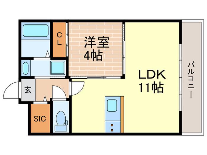 センプレヴィータさくら夙川(1LDK/3階)の間取り写真