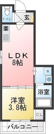 クラール川名(1LDK/2階)の間取り写真