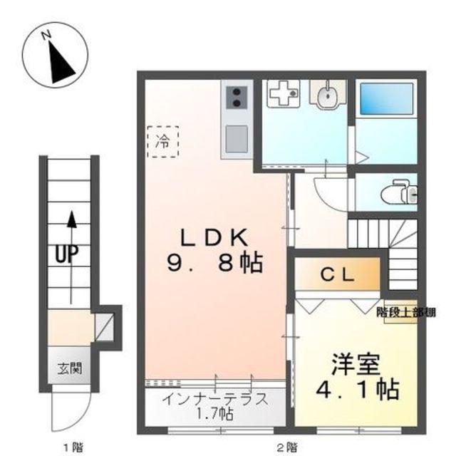 CASA山鳥(1LDK/2階)の間取り写真