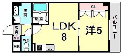 ラフィーノ山手(1LDK/4階)の間取り写真