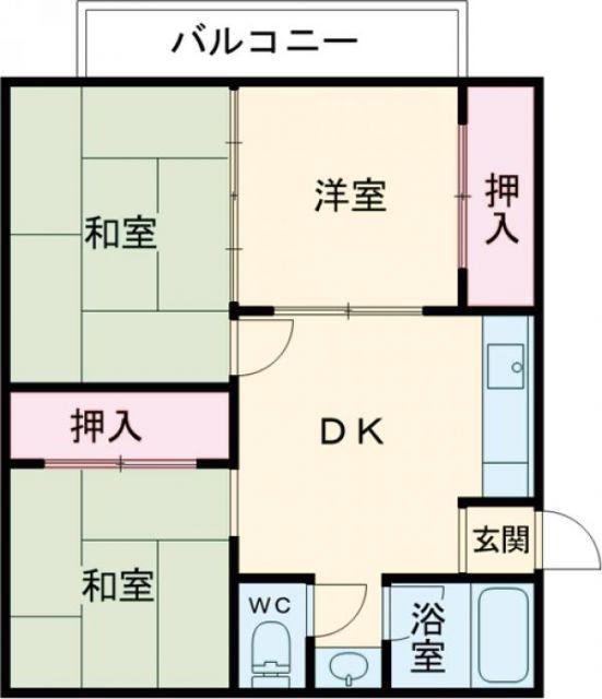 坂梨ハイツ(3DK/3階)の間取り写真