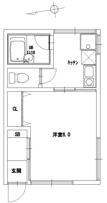 ウエルス一之江(1K/1階)の間取り写真