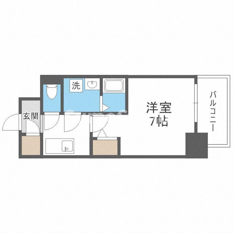 アドバンス上町台シュタット(1K/9階)の間取り写真