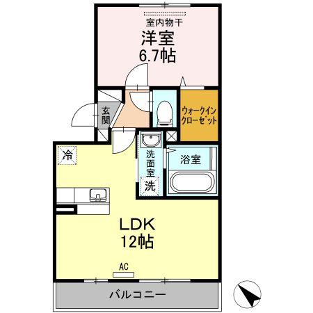 ロータス宇多津(1LDK/2階)の間取り写真
