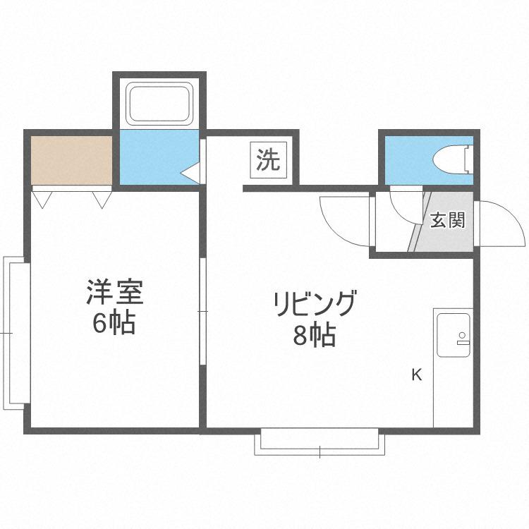 カーサ新道東(1LDK/2階)の間取り写真