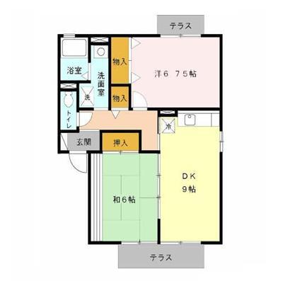 ドミールA棟(2LDK/1階)の間取り写真