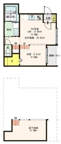 パルクカナヤマ2(1LDK/1階)の間取り写真